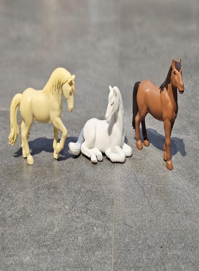 Aruna Decor Cute Miniature Horse Figurines Set of 3 | PVC Animal Figurines for Miniature Garden Decor, Dollhouse Accessories, Gifting - Image 1